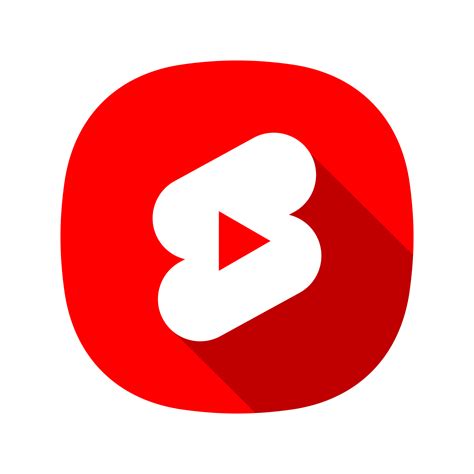 Youtube Shorts Logo Red And White With Long Shadow On A Transparent