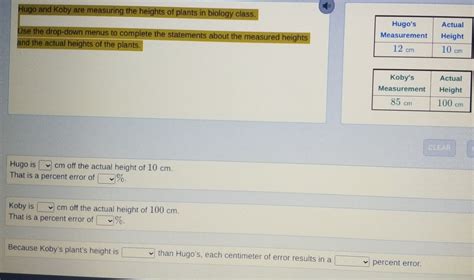 Solved Hugo And Koby Are Measuring The Heights Of Plants In Biology