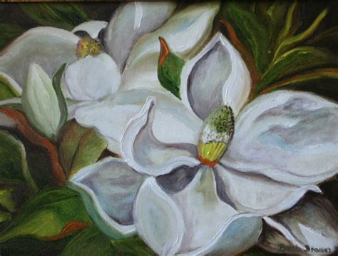 Magnolia Flower Oil Painting White Floral Art White Magnolia Original ...