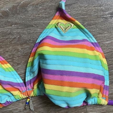 Item Vintage Roxy Bikini Top Features Tie Neck Depop