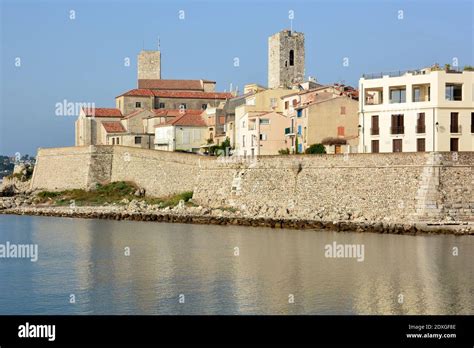 France French Riviera Antibes Old Town Seen From The Gravette Beach