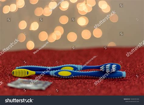 Gay Lgbt Couple Toothbrush Visual Metaphor Stock Photo 1020076183