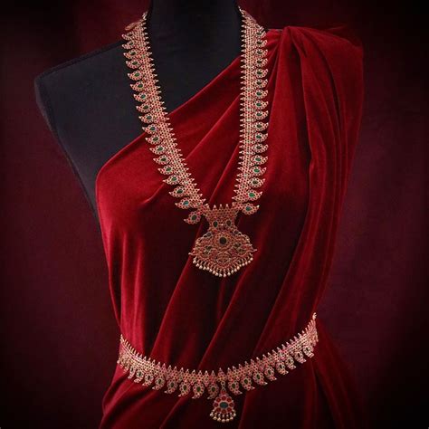 Traditional Mango Kemp Necklace Set South India Jewels