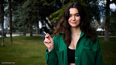 Beautiful Brunette Is Smoking Cork Strong Cigarettes Russian Smokers