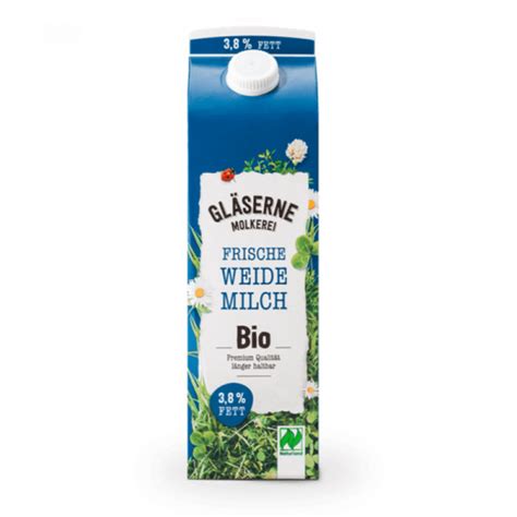 Gläserne Weide Milch Bio 3 8 Fett 10 x 1 0L Flaschenflitzer