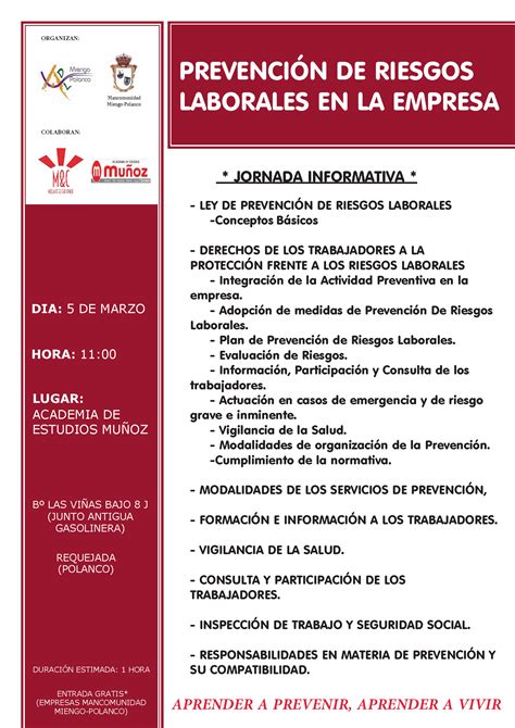 Jornada Informativa Prevención De Riesgos Laborales En La Empresa