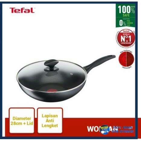 Jual Tefal Cook Clean Wokpan Cm Lid Tutup Kaca Wajan Anti Lengket