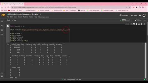 Python Multiple Logistic Regression Activity Youtube