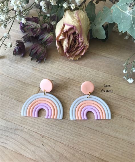 Boucles D Oreille Puce Arc En Ciel Polymer Fimo Polymer Clay Crafts