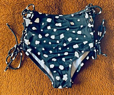 SUNDAZED High Waisted Swimsuit Bottom Drawstring Lace Up Side Bikini Size S EBay