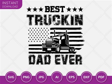 Best Truckin Dad Ever Truck Driver Svg Png Digital Funny Etsy