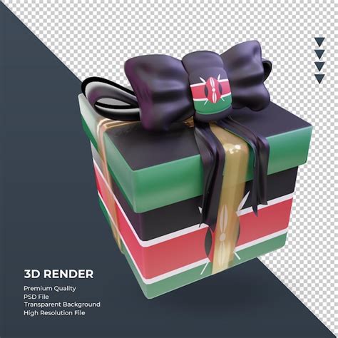 Caja De Regalo 3d Bandera De Kenia Renderizado Vista Izquierda