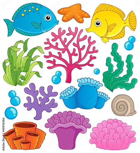 Coral Reef Theme Collection Vector De Stock Adobe Stock