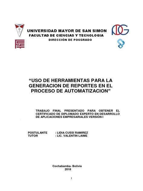 Uso De Herramientas Para La Generacion De Reportes En El Proceso De Automatizacion Descargar