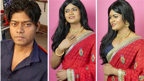 male  female makeup transformation  saree  india saubhaya makeup