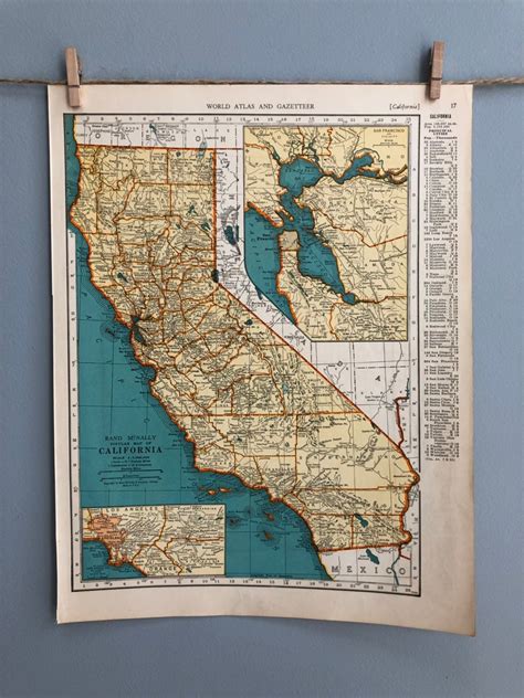 Vintage California and Colorado Map California Map Wall Art | Etsy