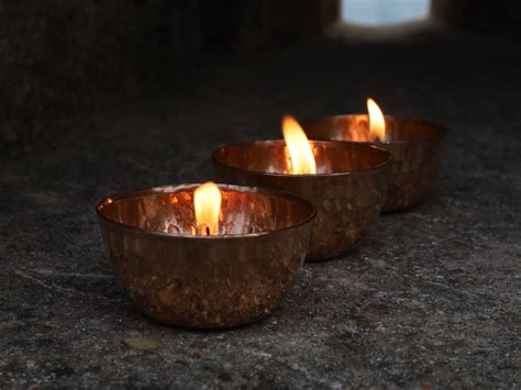 Handmade Copper Tea Light Holder Set Of 3 Votive Holders Etsy