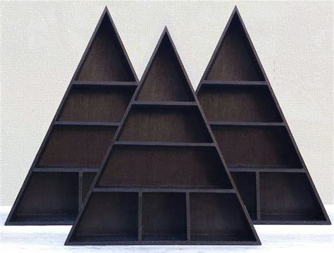 Wooden Pyramid Shadow Box Display Painted By Hand In Black Etsy