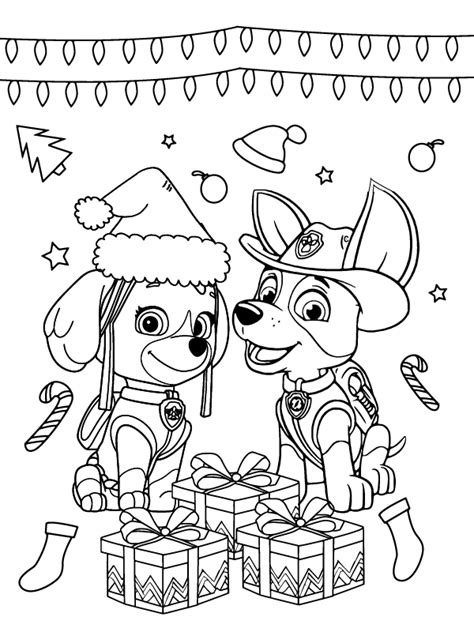 Paw Patrol Christmas Coloring Page