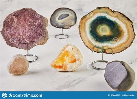 Collection of Semi-precious Stones of Different Colors and Patterns on ...