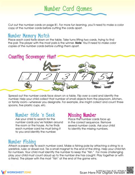 Number Games: Practice Numbers With Cards Worksheet