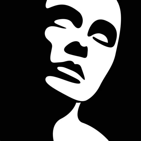 Vector Black White Illustration Beautiful Female Face Formed Shadow ...