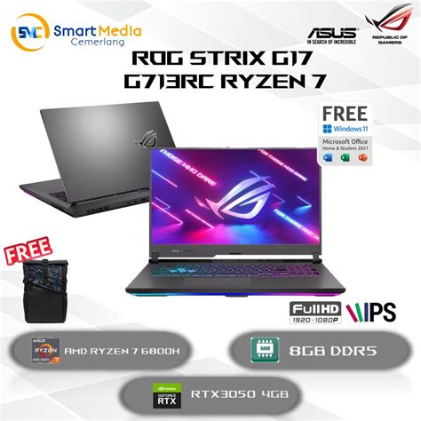 Jual Asus Rog Strix G17 G713rc Ryzen 7 6800h 8gb 512gb Rtx3050