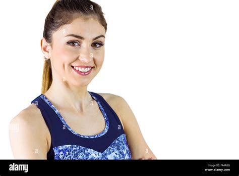 Fit Brunette Smiling At Camera Stock Photo Alamy