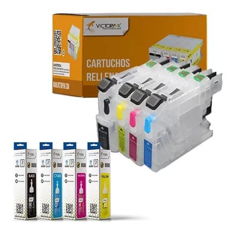 Kit Cartuchos Recargable Bro Lc 75 Corto 4 Tinta 100ml