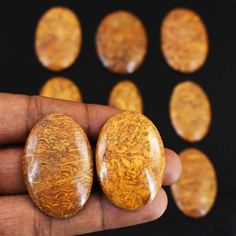 Genuine 361 00 Cts Golden Art Jasper Cabochon Lot 22 K652