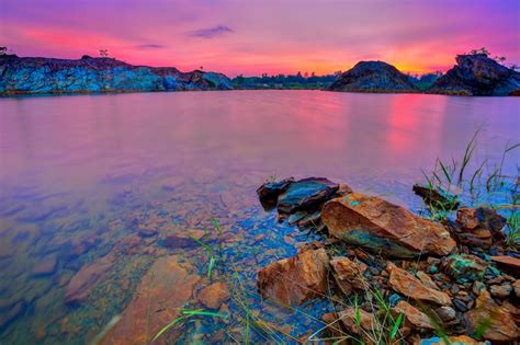 Sfondi Paesaggio Tramonto Mare Baia Lago Acqua Roccia Natura