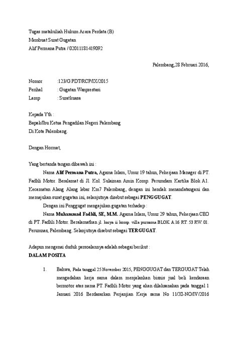 Contoh Surat Gugatan Wanprestasi Pdf Homecare24