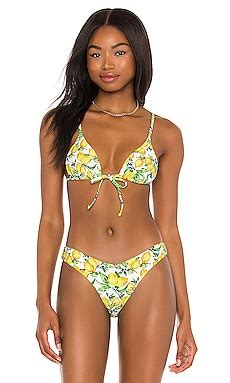 Weworewhat Triangle Bikini Top In Lemons All Over White Revolve