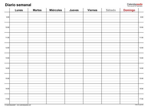 Planificadores Semanales En Word Excel Y Pdf Calendarpedia