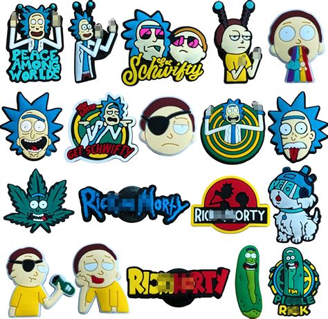 Shoe Charms For Rick And Morty 19 PCS Shoe Decoration For Croc Charms