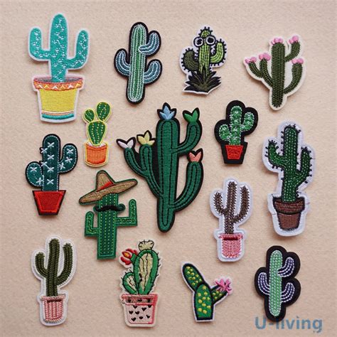 Pcs Mix Cactus Patch For Clothing Iron On Embroidered Sew Applique