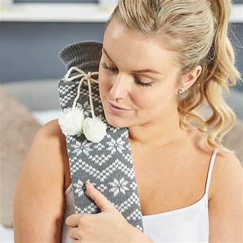Extra Long Hot Water Bottle Grey Nordic Knit Living Around The Home Home Lighting