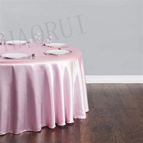 10pcs Customized 108 Pink Round Dining Table Cloths Satin Tablecloths