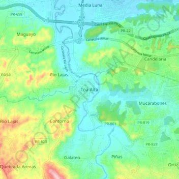 Toa Alta topographic map, elevation, terrain