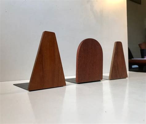 Skandinavische Mid Century Buchstützen aus Teak 1960er 3er Set bei