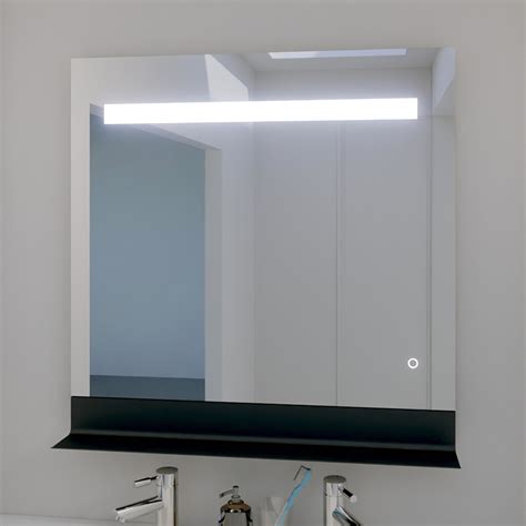 Miroir de salle de bain avec tablette et éclairage LED 120 cm x 80 cm