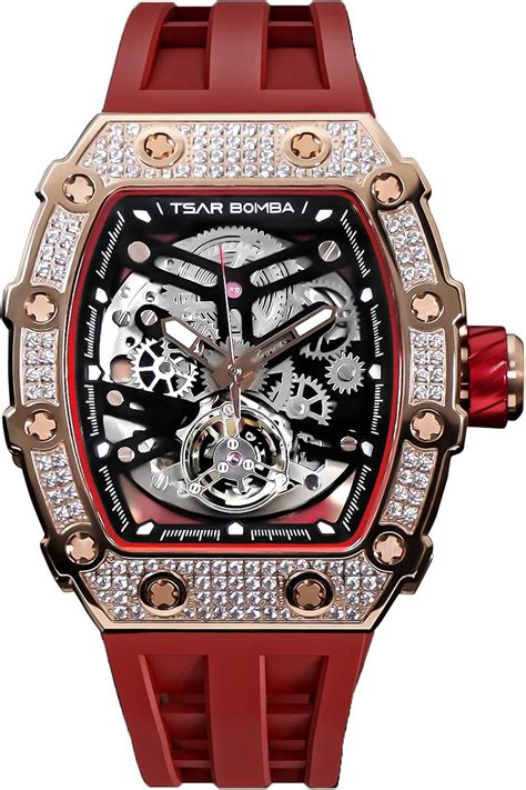 Amazon.com: TSAR BOMBA Luxury Men's Automatic Mechanical Watch - 50M ...