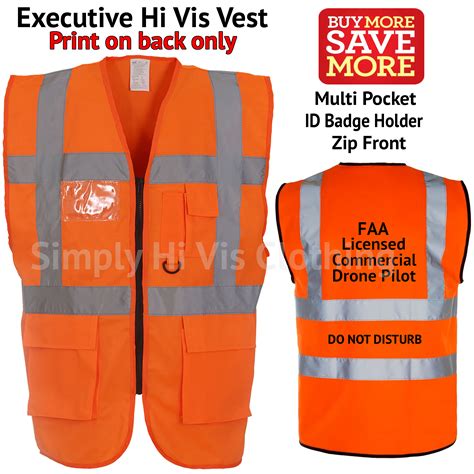 FAA Drone Commercial Pilot Hi Vis Multi Pocket Safety Vest / Hi Viz ...