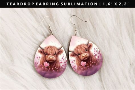 Highland Cow Teardrop Earring Design Graphic By StasyLionet Creative