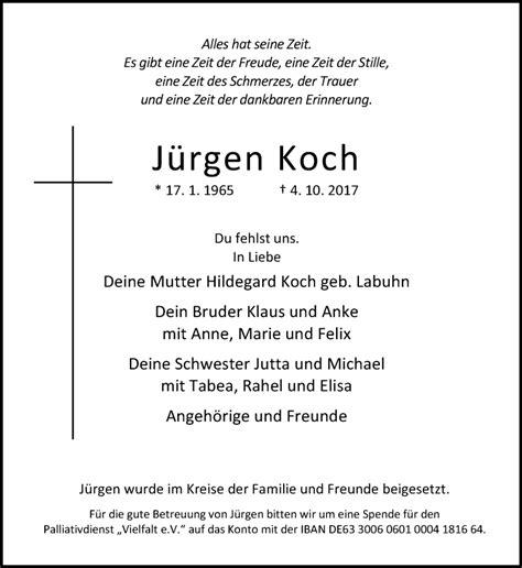 Traueranzeigen von Jürgen Koch sich erinnern de