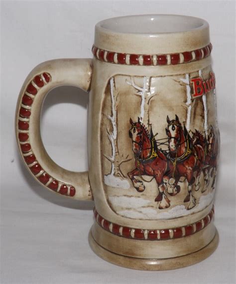 1981 Budweiser Holiday Beer Stein Snowy Woodland Clydesdale Ceramarte