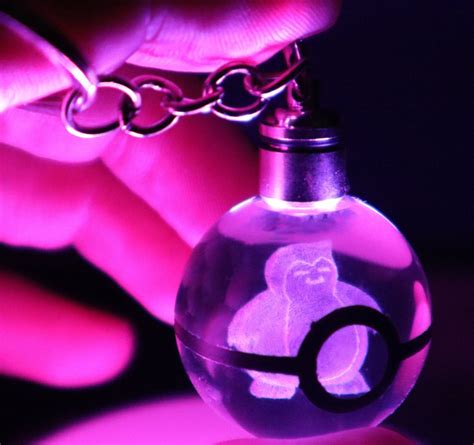 Snorlax 3D LED Crystal Pokeball Laser Engraved 30MM Keychain Etsy