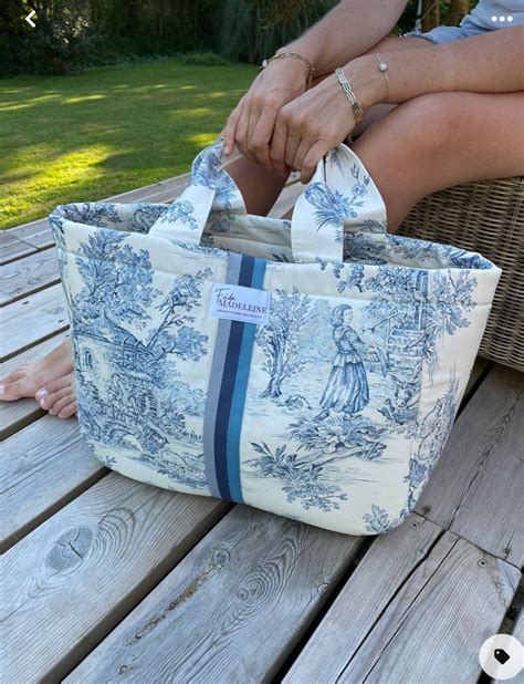 Ecru And Blue Emile Tote Bag In Toile De Jouy Artofit