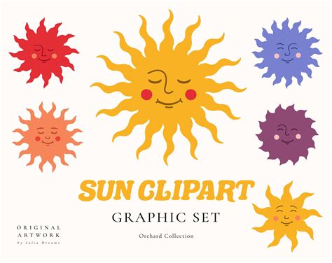 Sun Clipart Set Happy Cute Sun Clip Art Vector - Etsy | Clip art, Sun ...