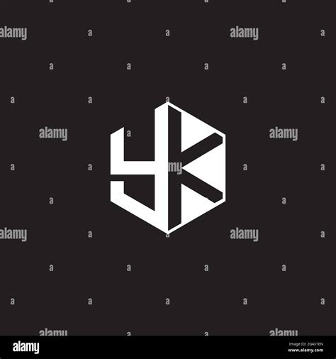 Yk Y K Ky Logo Monogram Hexagon With Black Background Negative Space